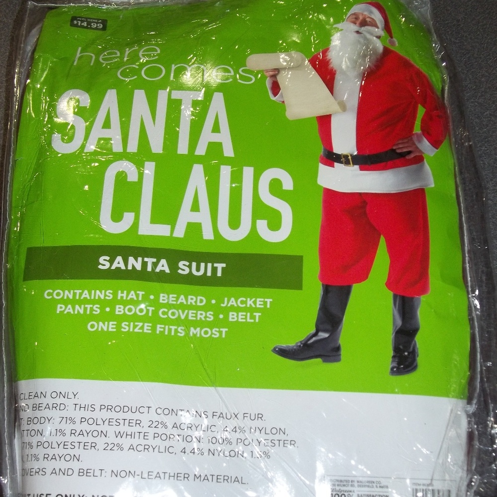 6 Pc Santa Claus Santa Suit Adult Costume ~ NEW!